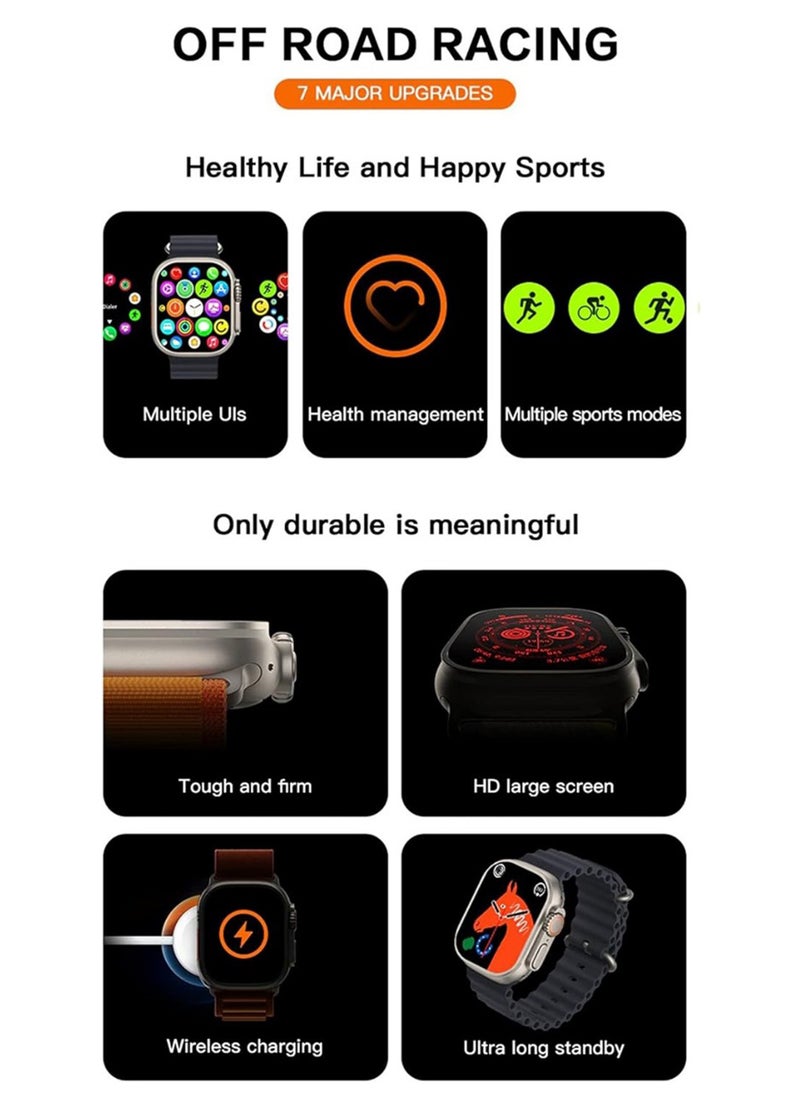 BSNL - BSNL Unisex 8 IN1 Ultra Smart Watch 49mm with 7 Straps 2.19 Inch INFINITE Full Touch Color Screen Bluetooth Calling Health and Sports Smartwatch Multicolour - Image 1