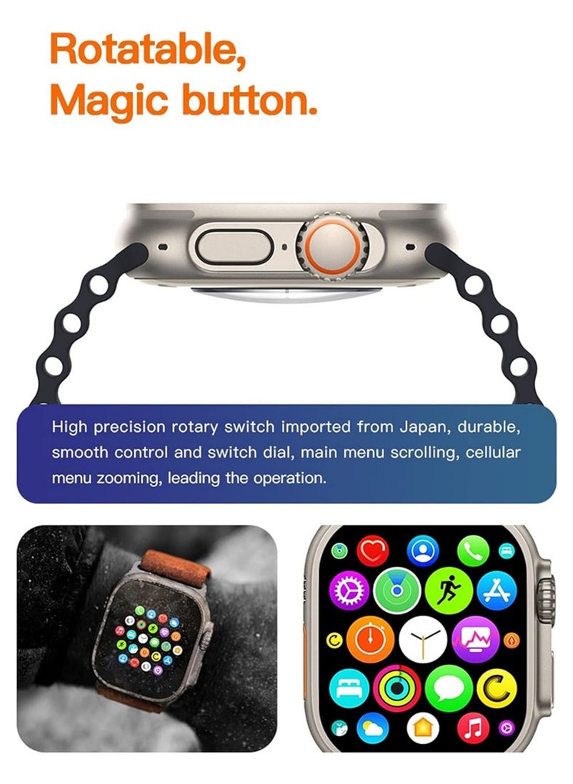 BSNL - BSNL Unisex 8 IN1 Ultra Smart Watch 49mm with 7 Straps 2.19 Inch INFINITE Full Touch Color Screen Bluetooth Calling Health and Sports Smartwatch Multicolour - Image 1