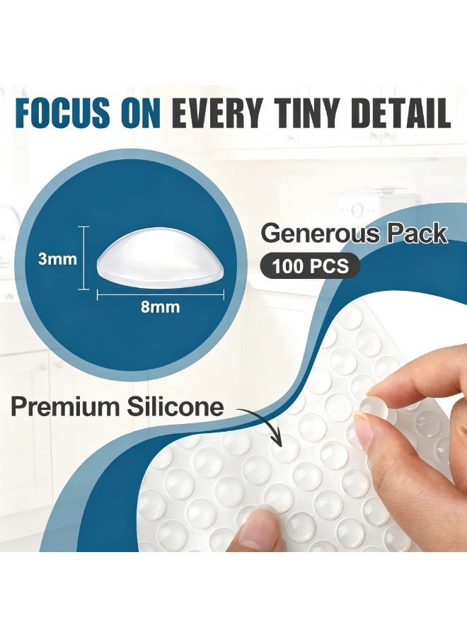 100Pcs Cabinet Door Bumpers Round, Small Self Adhesive Pads, Clear Rubber Feet Anti Slip Pad, Stoppers Bumpers, Sticky Rubber Dots, Silicone Pads for Door, Furniture - Image 2