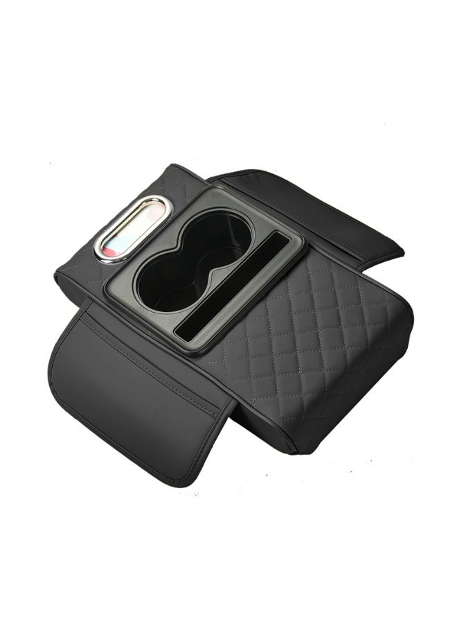 بلو فاير وسادة مسند ذراع السيارة متعددة الوظائف بضغط مدمج – وسادة مريحة فاخرة من الإسفنج المرن والجلد مع فتحة لتخزين الهاتف – تصميم مريح لتخفيف التعب أثناء القيادة – تناسب جميع أنواع السيارات – قاعدة غير قابلة للانزلاق وسهلة التركيب لمزيد من الراحة والأناقة في السيارة - Image 1