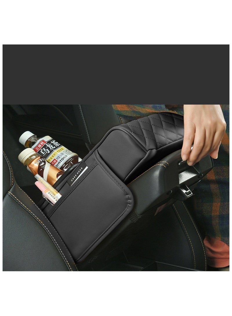 بلو فاير وسادة مسند ذراع السيارة متعددة الوظائف بضغط مدمج – وسادة مريحة فاخرة من الإسفنج المرن والجلد مع فتحة لتخزين الهاتف – تصميم مريح لتخفيف التعب أثناء القيادة – تناسب جميع أنواع السيارات – قاعدة غير قابلة للانزلاق وسهلة التركيب لمزيد من الراحة والأناقة في السيارة - Image 3