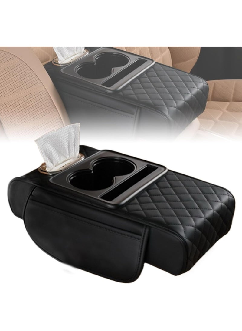 بلو فاير وسادة مسند ذراع السيارة متعددة الوظائف بضغط مدمج – وسادة مريحة فاخرة من الإسفنج المرن والجلد مع فتحة لتخزين الهاتف – تصميم مريح لتخفيف التعب أثناء القيادة – تناسب جميع أنواع السيارات – قاعدة غير قابلة للانزلاق وسهلة التركيب لمزيد من الراحة والأناقة في السيارة - Image 4