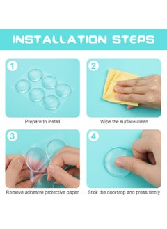 CMGTYYD Door Stopper, 12Pcs Wall Door Handle Stopper, Silicone Transparent Round Wall Protector, Self-Adhesive Door Stops Door Handle Bumper Pads for Wall, Fridge, Cabinets (1.57inch)  - Image 3