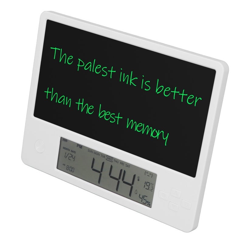 لوح كتابة إلكتروني بتقويم 200 مللي أمبير في الساعة شاشة LCD عالية الوضوح تصميم متعدد الوظائف - مفكرة رقمية بساعة وتاريخ لتنظيم المكتب المنزلي وتخطيط جداول العائلة - Image 5