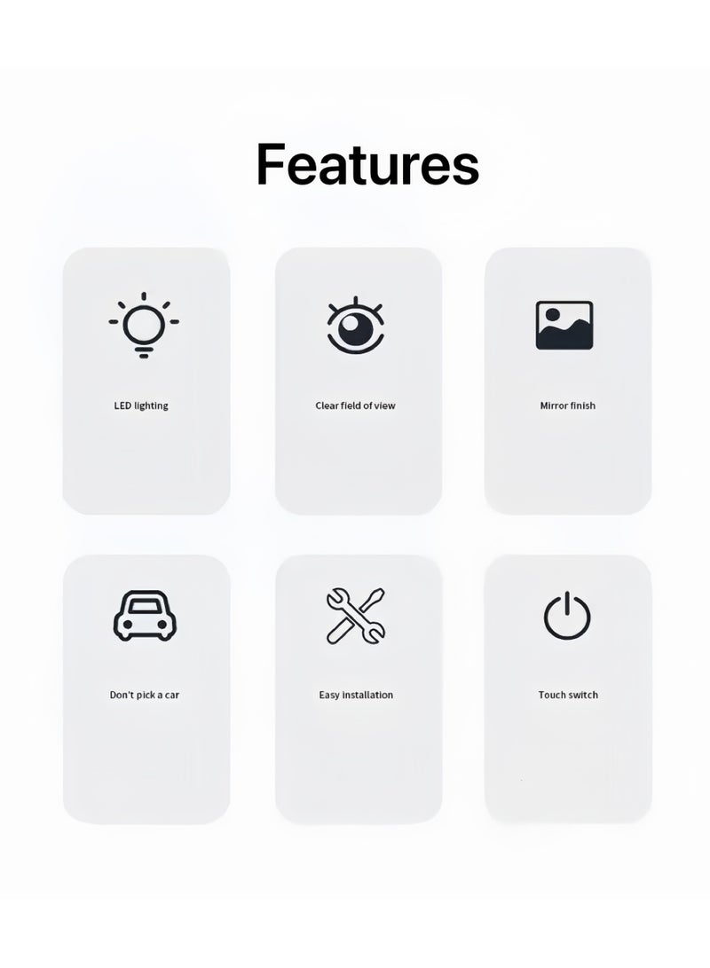 Lee Yon Car Makeup Mirror /Touch Control Adjustable Brightness / 48 LED Beads / Compact Design / Easy Installation / Compact Car mirror - White - Image 3