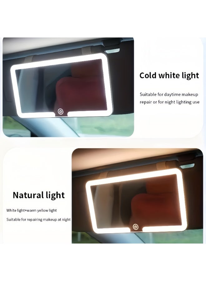 Lee Yon Car Makeup Mirror /Touch Control Adjustable Brightness / 48 LED Beads / Compact Design / Easy Installation / Compact Car mirror - White - Image 5