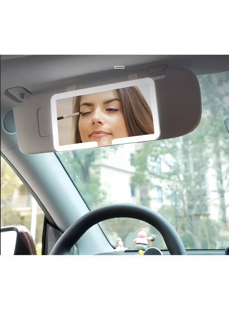 Lee Yon Car Makeup Mirror /Touch Control Adjustable Brightness / 48 LED Beads / Compact Design / Easy Installation / Compact Car mirror - White - Image 2