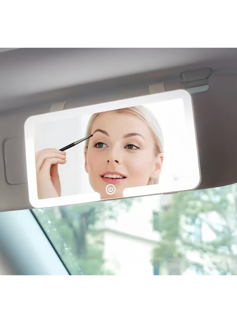 Lee Yon Car Makeup Mirror /Touch Control Adjustable Brightness / 48 LED Beads / Compact Design / Easy Installation / Compact Car mirror - White - Image 1
