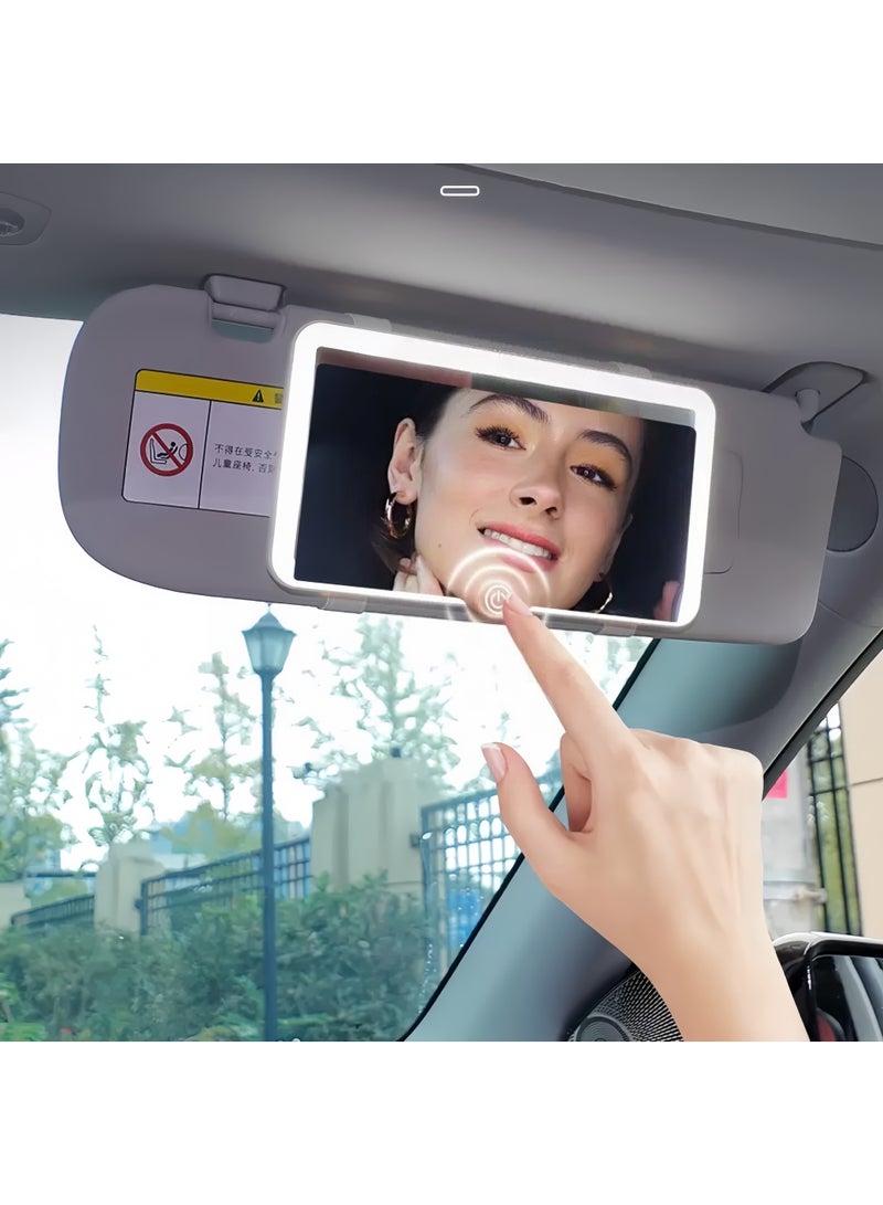 Lee Yon Car Makeup Mirror /Touch Control Adjustable Brightness / 48 LED Beads / Compact Design / Easy Installation / Compact Car mirror - White - Image 4