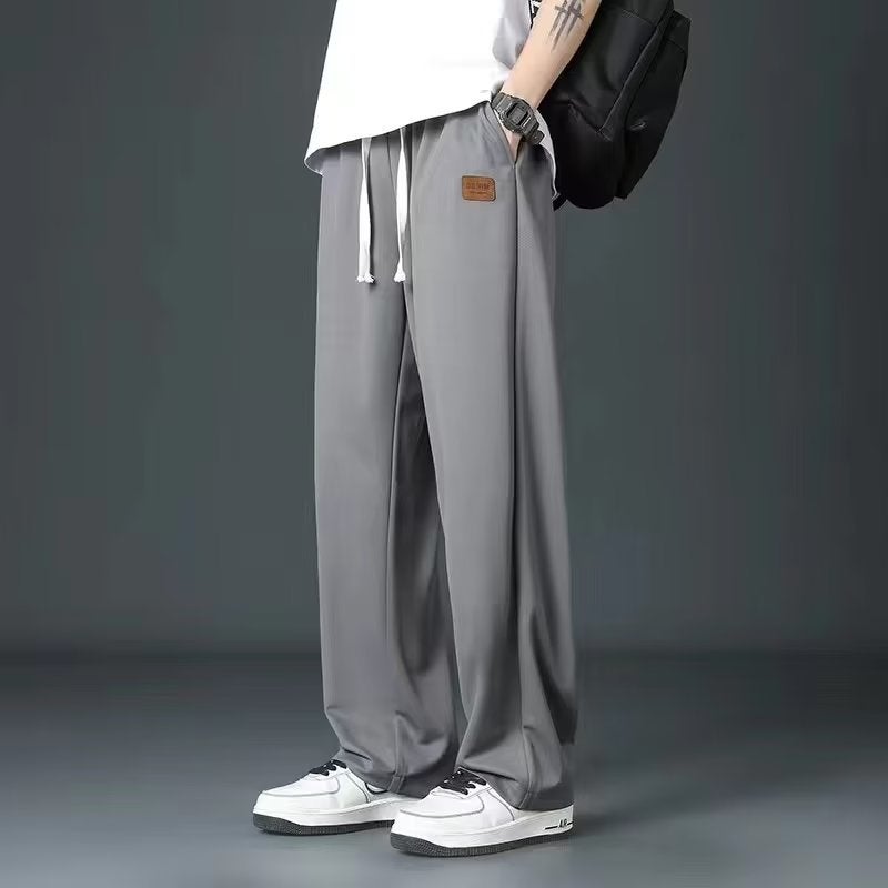 Casual Long Pants For Boys, Ice Silk Quick-Drying Trousers For , Thin, Straight, Loose And Drapey Sports Pants For Men, Trendy - Image 1