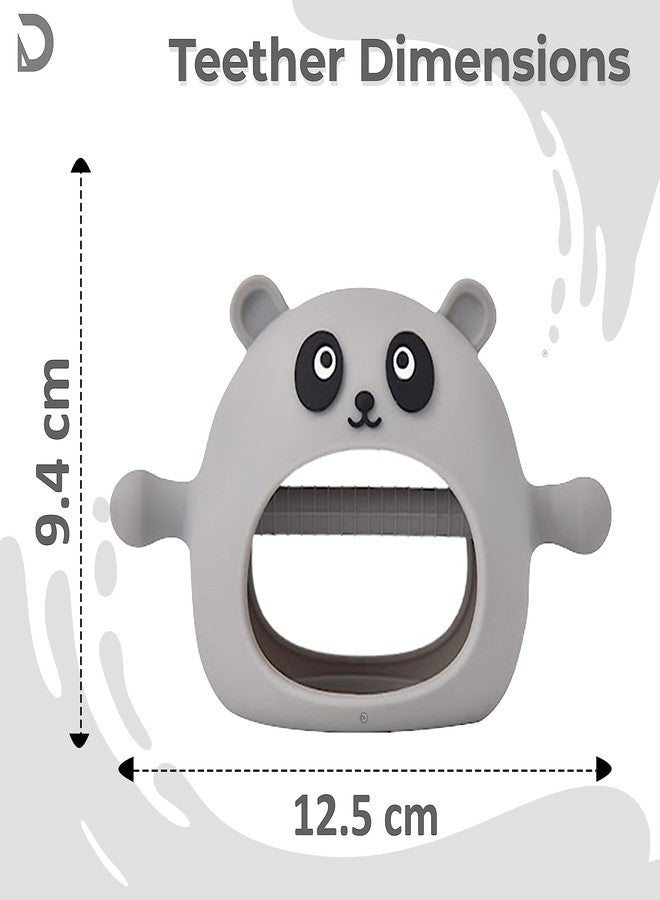 DaKos Teether, Soother for New Born, teether and Soother for Baby, Baby Mitten Teether, Baby Chew Toys for Sucking Needs, Sensory Teether Toy (Animal Shaped Panda, Grey) - Image 4