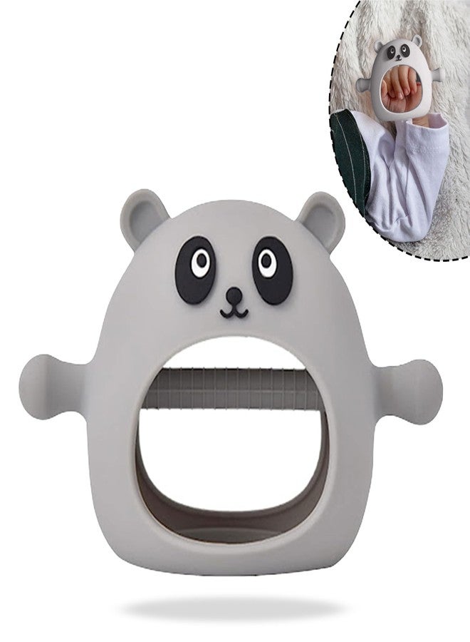 DaKos Teether, Soother for New Born, teether and Soother for Baby, Baby Mitten Teether, Baby Chew Toys for Sucking Needs, Sensory Teether Toy (Animal Shaped Panda, Grey) - Image 2