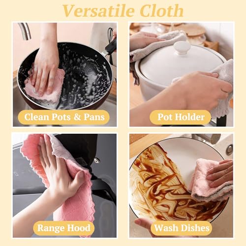 PRINKROOMY Microfiber Cleaning Cloths - Super Absorbent, Streak-Free & Lint-Free Towels for Glass, Kitchen & Home (Gray, Purple, Pink, Green) (10pcs) - Image 2