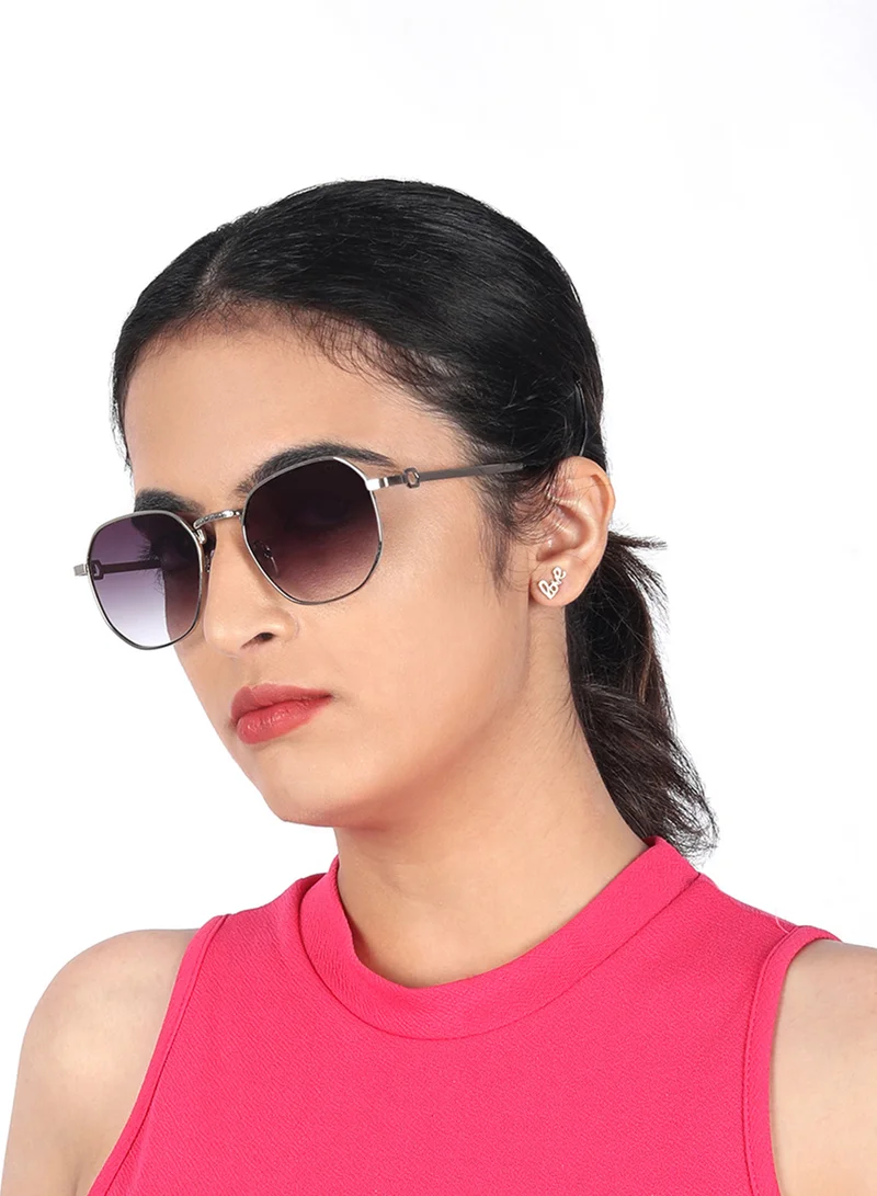 UV- Protected  Silver Hexagonal Sunglasses