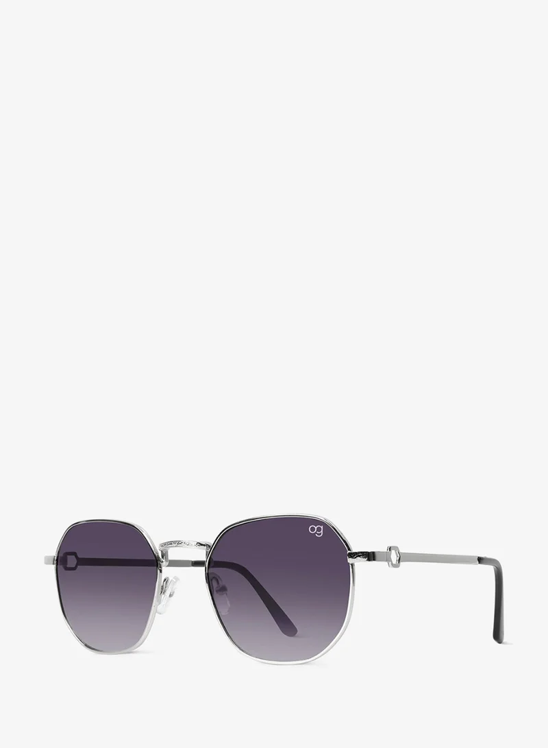 Woggles  UV- Protected  Silver Hexagonal Sunglasses  | Best Price UAE