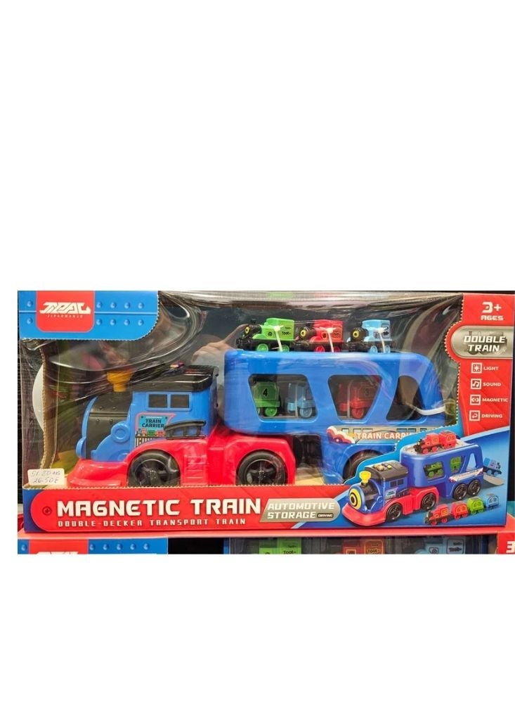 Magnetic Train Toy – Double Decker Transport Train Playset