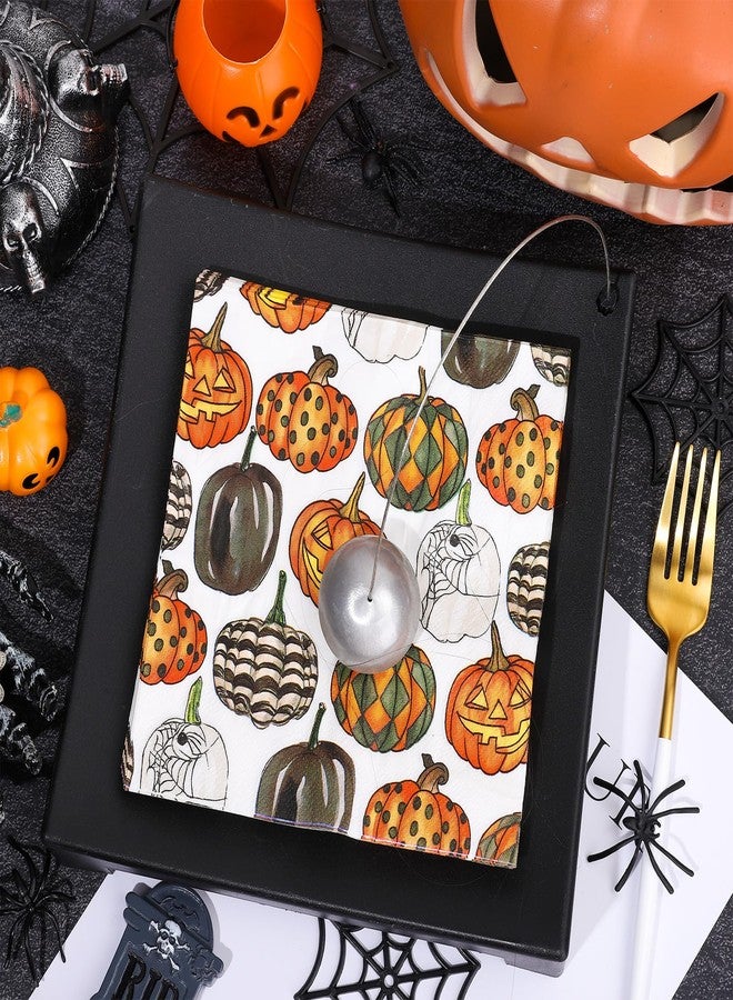 Whaline Halloween Fall Paper Napkins Pumpkin Luncheon Napkin Orange Black Disposable Dessert Dinner Hand Napkin for Home Kitchen Restaurant Party Supplies, 50 Pcs - Image 3