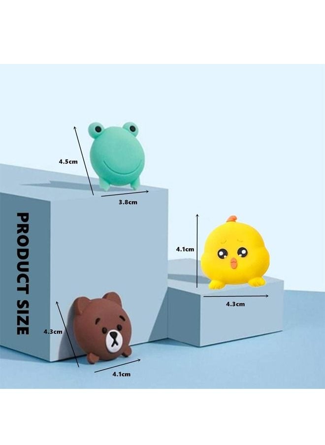 Generic Door Handle Bumper 8 PCE Self-Adhesive Cartoon Animals Wall Protector Door Knob Wall Shield Rubber Buffer Crash Pads Door Stoppers for Furniture Glass Table, Bear Deer Frog Cat Chicken & White Cloud  - Image 2