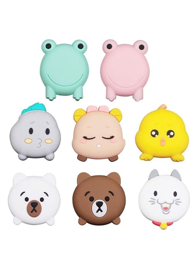 Generic Door Handle Bumper 8 PCE Self-Adhesive Cartoon Animals Wall Protector Door Knob Wall Shield Rubber Buffer Crash Pads Door Stoppers for Furniture Glass Table, Bear Deer Frog Cat Chicken & White Cloud  - Image 1
