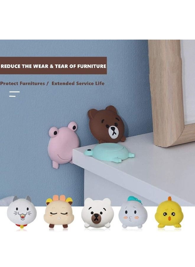 Generic Door Handle Bumper 8 PCE Self-Adhesive Cartoon Animals Wall Protector Door Knob Wall Shield Rubber Buffer Crash Pads Door Stoppers for Furniture Glass Table, Bear Deer Frog Cat Chicken & White Cloud  - Image 4