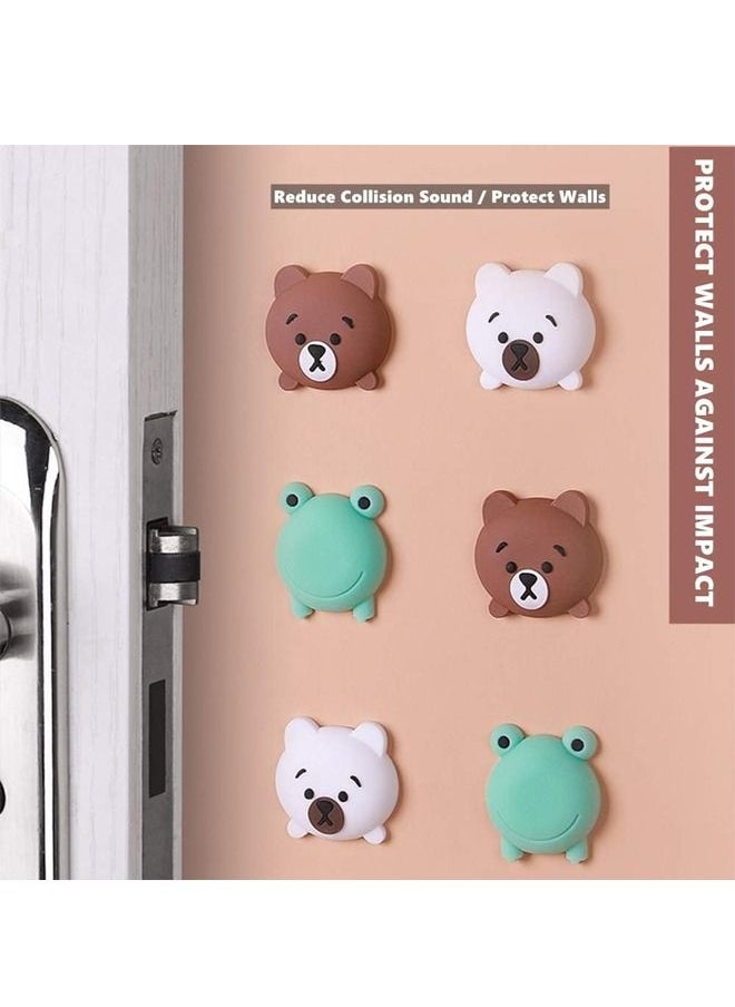 Generic Door Handle Bumper 8 PCE Self-Adhesive Cartoon Animals Wall Protector Door Knob Wall Shield Rubber Buffer Crash Pads Door Stoppers for Furniture Glass Table, Bear Deer Frog Cat Chicken & White Cloud  - Image 3