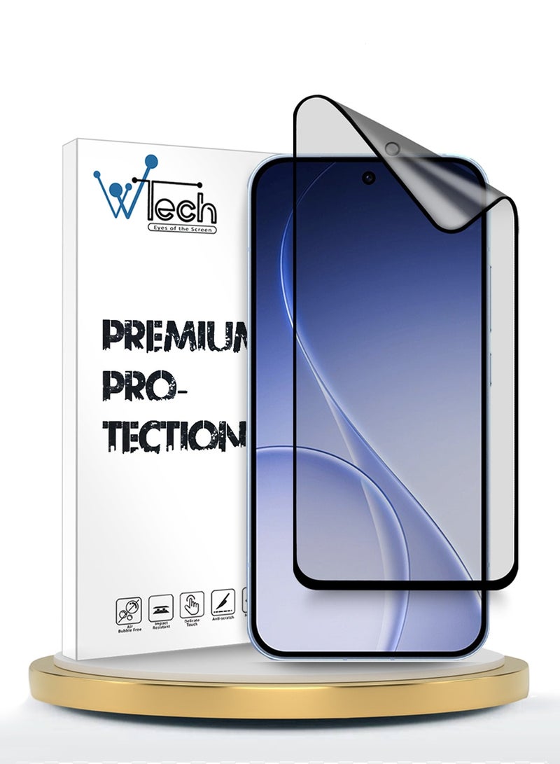 دبليو تيك واقي شاشة مرن مغطى بالكامل وناعم لهاتف Oppo Reno15 5G 2025 بريميوم نانو سيراميك (MSCNMN) - شفاف/أسود - Image 1