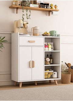 AGD Coffee Corner Cabinet with Storage Drawer, Sideboard with Adjustable Tier, Kitchen Storage Cabinet for Dining Room, Kitchen Microwave Oven Storage Rack (White)  - Image 1