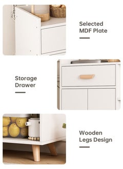 AGD Coffee Corner Cabinet with Storage Drawer, Sideboard with Adjustable Tier, Kitchen Storage Cabinet for Dining Room, Kitchen Microwave Oven Storage Rack (White)  - Image 4
