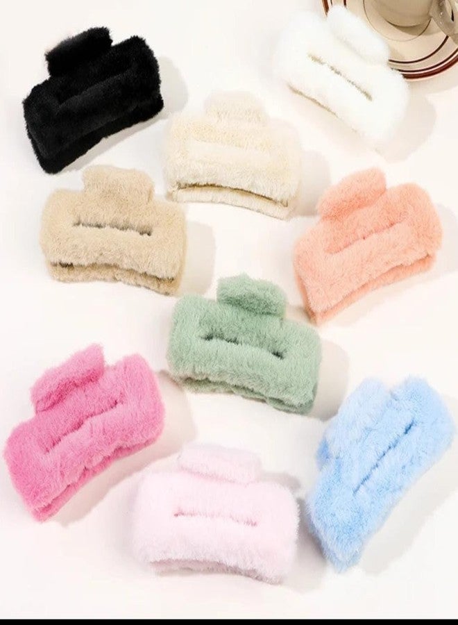 Cart Log square clutcher- square claw clips for women- claw clip set for women- faux fur clutcher- furry clutcher- furry claw clips- fur claw clips for women large- claw clips- hair claws (random) (3) - Image 4