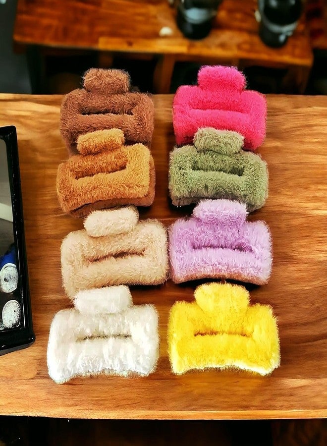 Cart Log square clutcher- square claw clips for women- claw clip set for women- faux fur clutcher- furry clutcher- furry claw clips- fur claw clips for women large- claw clips- hair claws (random) (3) - Image 5