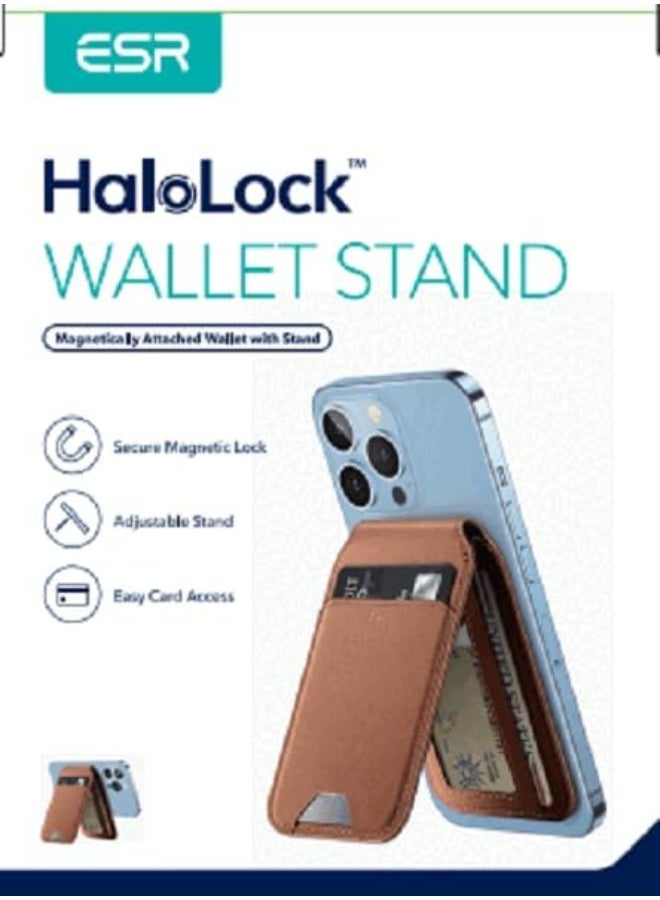 ESR HaloLock Vegan Leather Wallet Stand - Light Tan - Image 1
