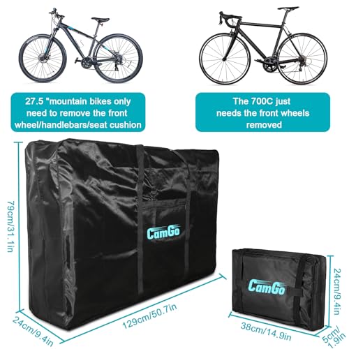 CamGo Folding Bike Travel Bag Bicycle Carrier Case Outdoors Cycling Carrying Transport Bag for 26inch Bikes (Black, 26 inch) - Image 3