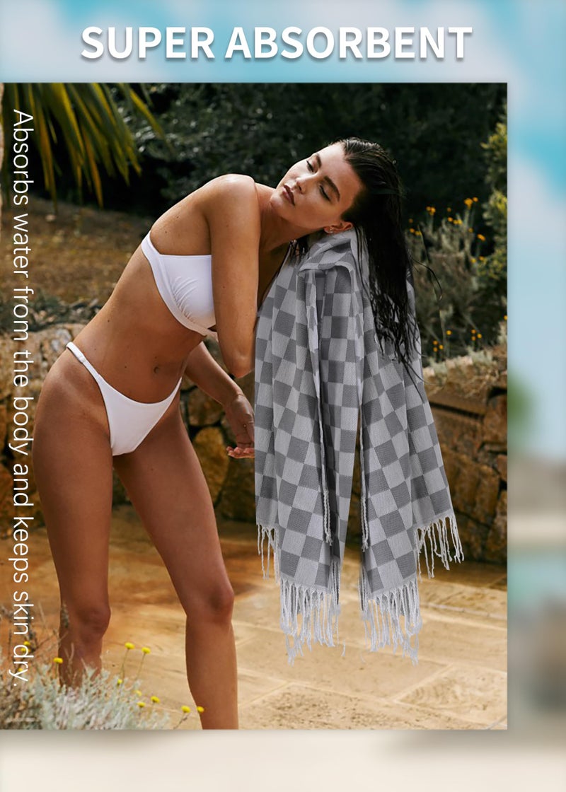 Antfuny 2 Packs Turkish Beach towel Vacation Essentials Blanket Bath Pool Towel Extra Large Sand Free Fast Drying Lightweight Swim Necessities Women Summer Gift Vacation Travel Accessories Thin Sandless - Image 4