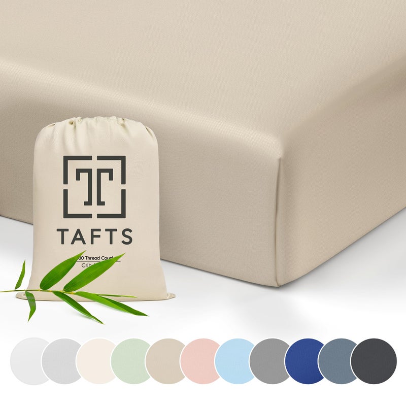 Tafts Tafts Crib Sheets 100 Viscose derived from Bamboo Fitted Girls Boys  Unisex 8 Inch Deep Pocket Standard Crib  Toddler Mattress Cooling Soft 360 Elastic Lifetime Quality 28 x 52 Beige