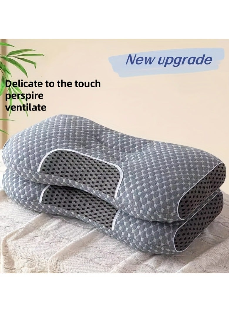 AROAQ 2pcs Ergonomic Cervical Pillows,Orthopedic Support for Side, Back & Stomach Sleepers with Breathable Polyester Cover  - Image 1