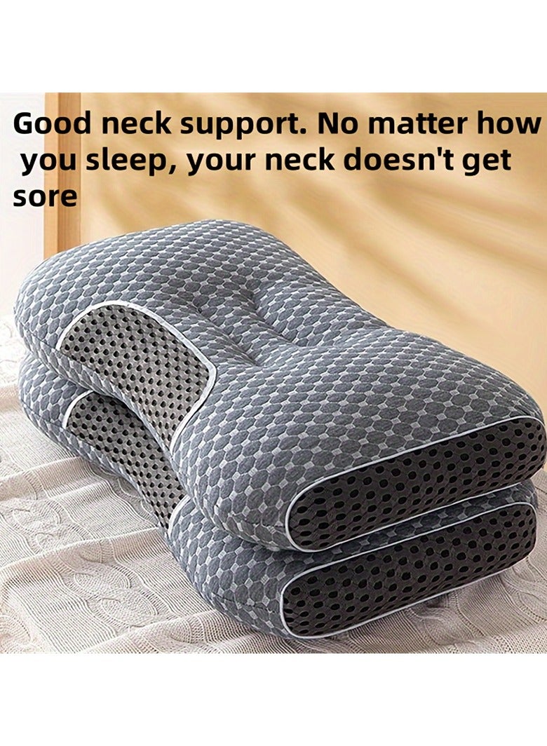AROAQ 2pcs Ergonomic Cervical Pillows,Orthopedic Support for Side, Back & Stomach Sleepers with Breathable Polyester Cover  - Image 2