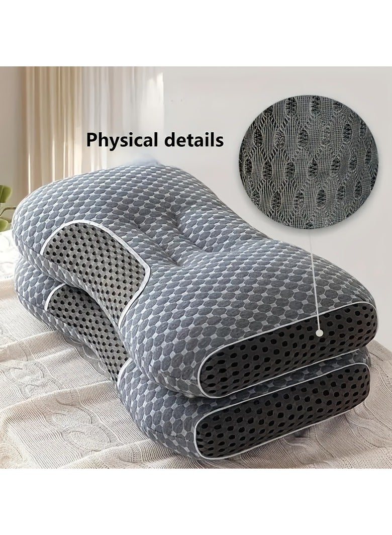 AROAQ 2pcs Ergonomic Cervical Pillows,Orthopedic Support for Side, Back & Stomach Sleepers with Breathable Polyester Cover  - Image 3