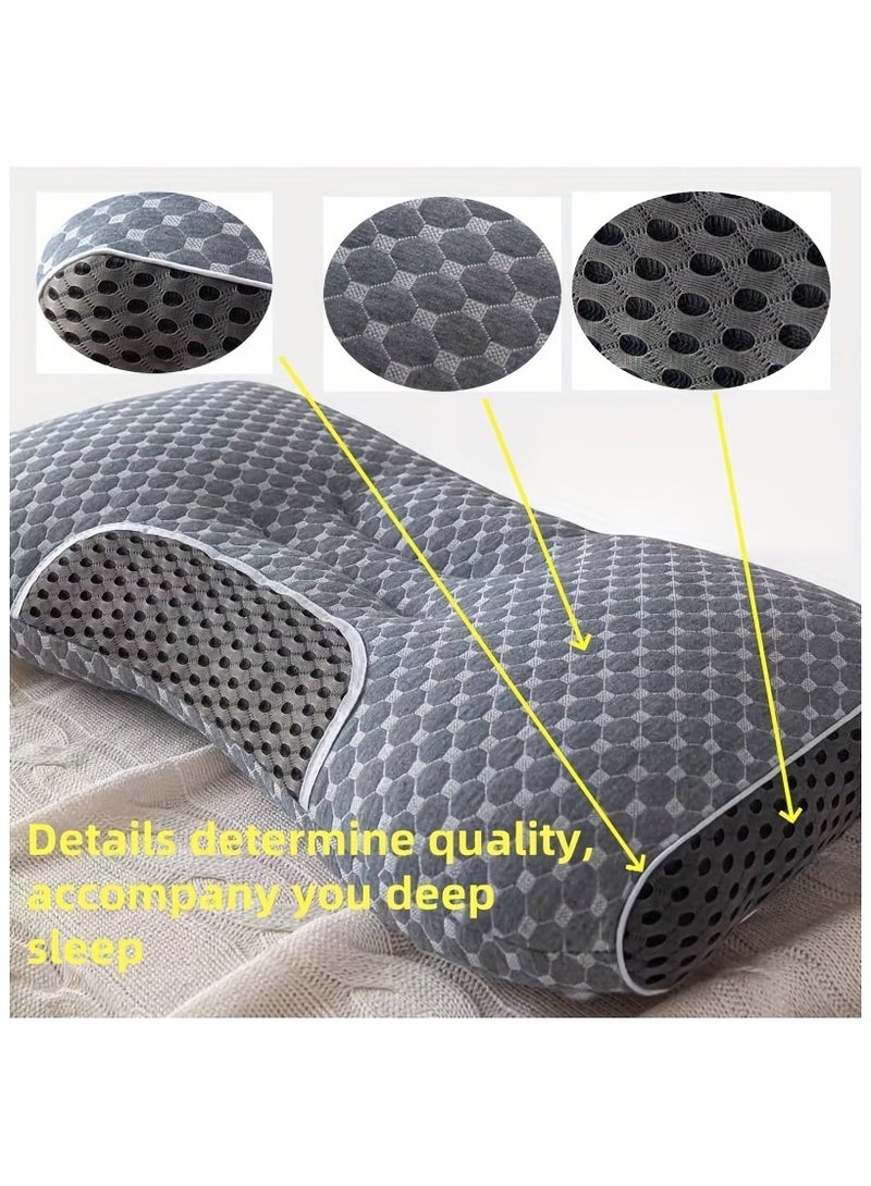AROAQ 2pcs Ergonomic Cervical Pillows,Orthopedic Support for Side, Back & Stomach Sleepers with Breathable Polyester Cover  - Image 4