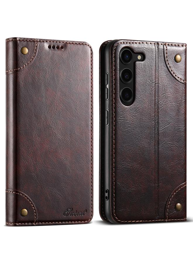 Suteni Case For Samsung Galaxy S23 5G Baroque Calf Texture Buckle Wallet Leather Phone Case - Image 1