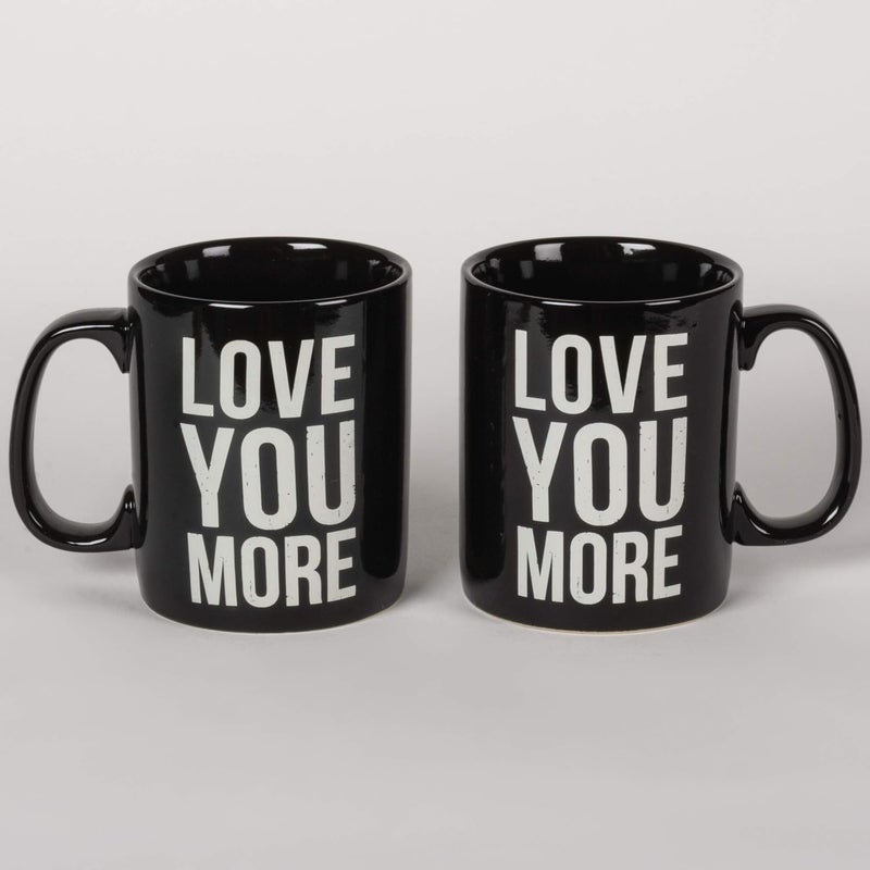 Primitives by Kathy Black and White Stoneware Coffee Mug 20Ounce Love You More - Image 5