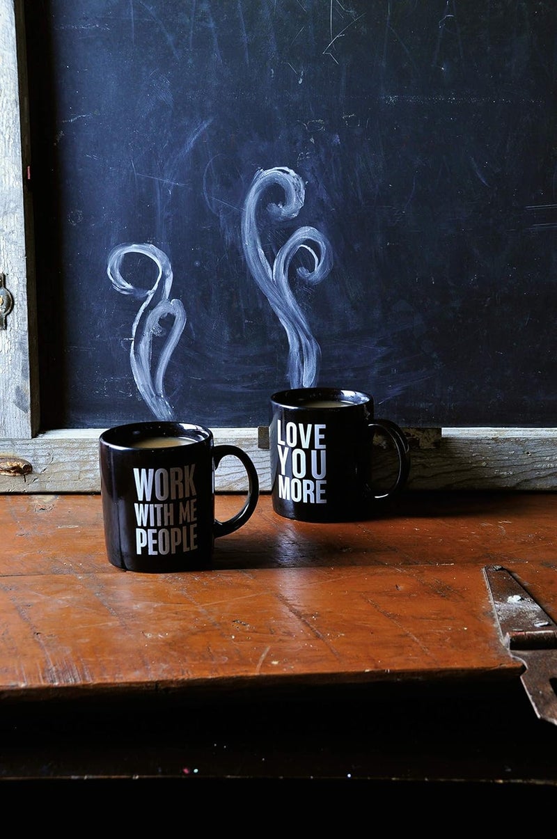 Primitives by Kathy Black and White Stoneware Coffee Mug 20Ounce Love You More - Image 2