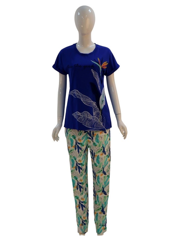 JOANNA Women's See The Good Print Shirt & Trouser Pajama Set, Blue - pzsku/Z487143D32CB52A201664Z/45/_/1741338426/612b950e-03f0-4ff7-8fde-7661eabc3a94