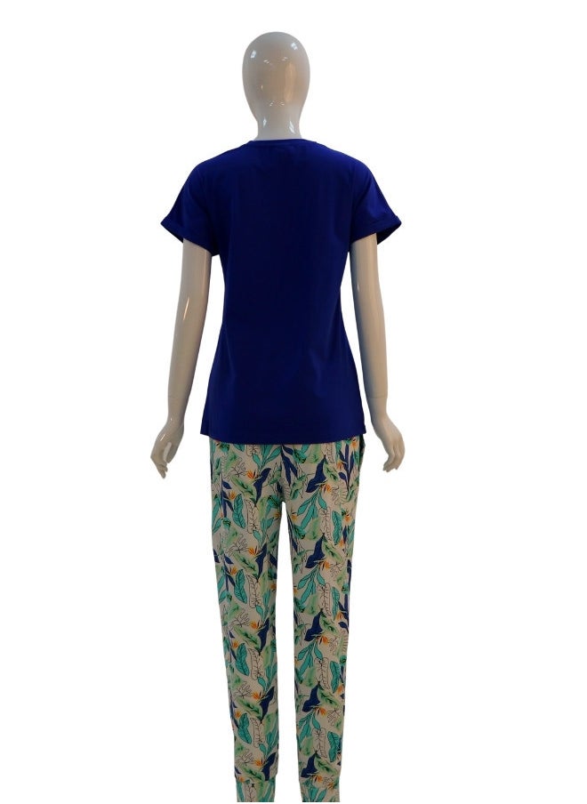 JOANNA Women's See The Good Print Shirt & Trouser Pajama Set, Blue - pzsku/Z487143D32CB52A201664Z/45/_/1741338471/31c12e50-20fb-4433-9087-87b88e4313ee