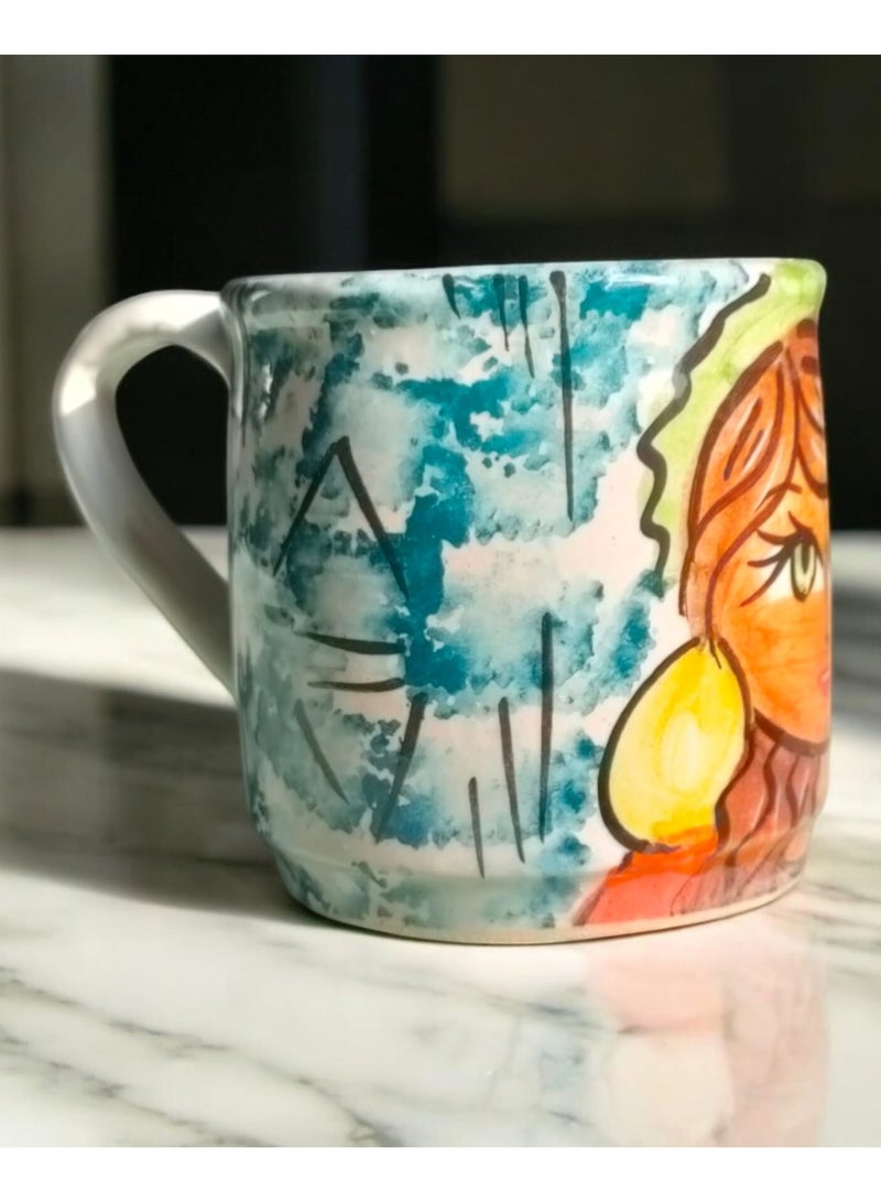color zone pottery 300ml ceramic and earthenware mug, each piece is unique, microwave safe  - Image 2