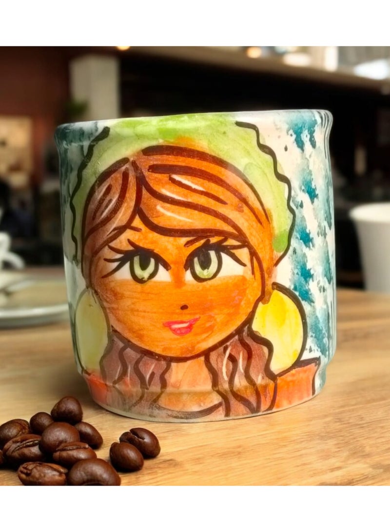 color zone pottery 300ml ceramic and earthenware mug, each piece is unique, microwave safe  - Image 1