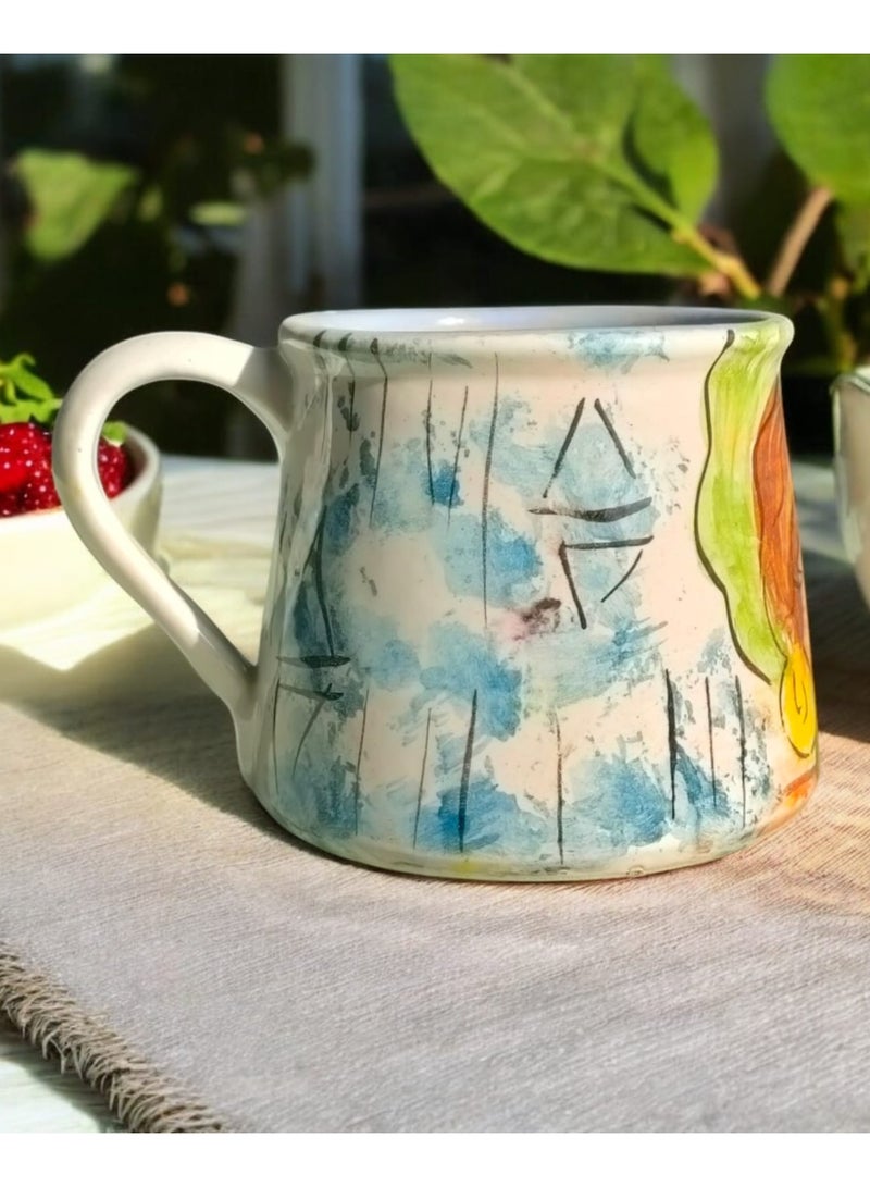 color zone pottery 300ml ceramic and earthenware mug, each piece is unique, microwave safe  - Image 3