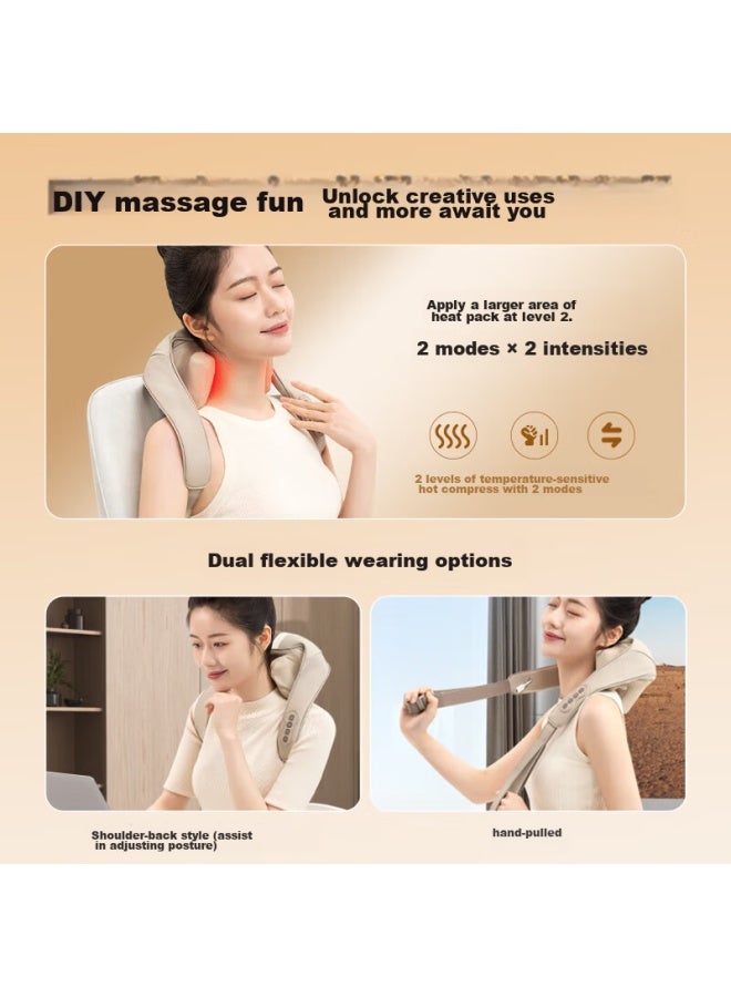 OGAWA Aojiahua Neck Massager, Home-use Shoulder And Neck Massager, Back And Waist Massager, Trapezius Kneading Device, Gift For Elders, Boyfriends, And Girlfriends, Neck Massager, White Sand Apricot  - Image 3