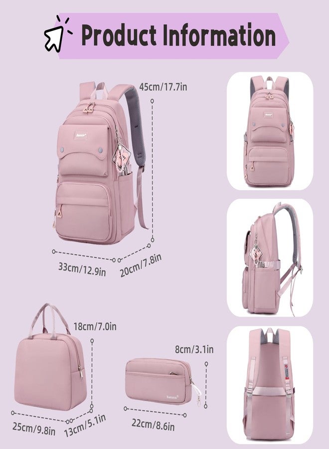 Bansusu 3Pcs Solid Color Girls Backpack and Lunch Bag Set for Kids School Bags Bookbag, 3pcs-black, Modern - Image 3