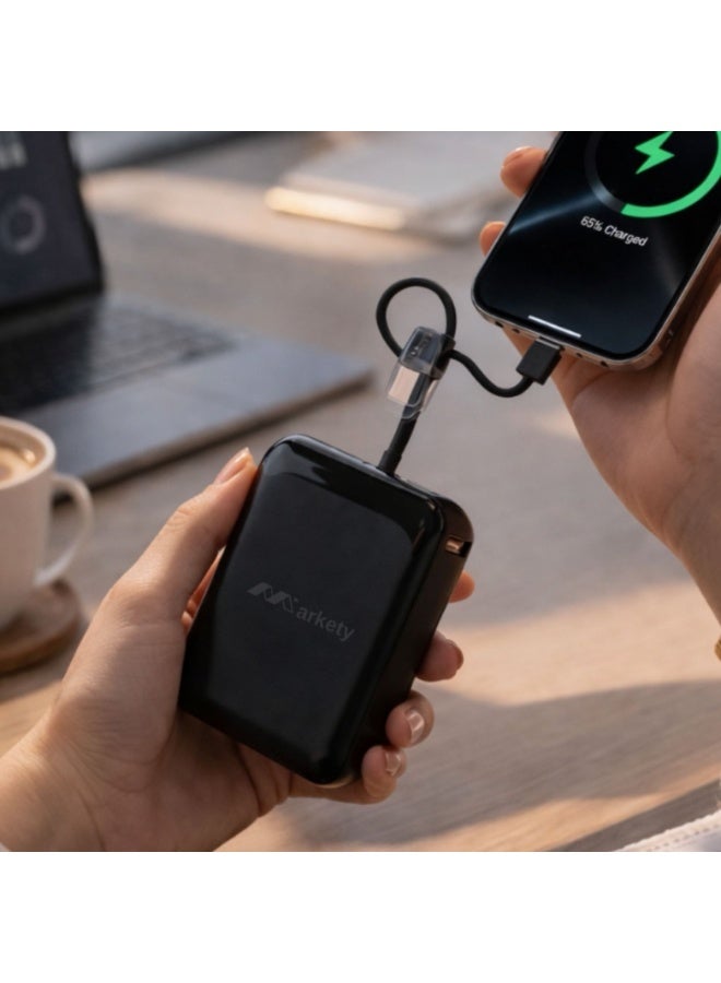 Markety 20000mAh Wireless Power Bank – High Capacity Fast Charging Portable Charger with Built-in USB-C to Lightning Cable, Battery Pack for iPhone & Android - Image 3