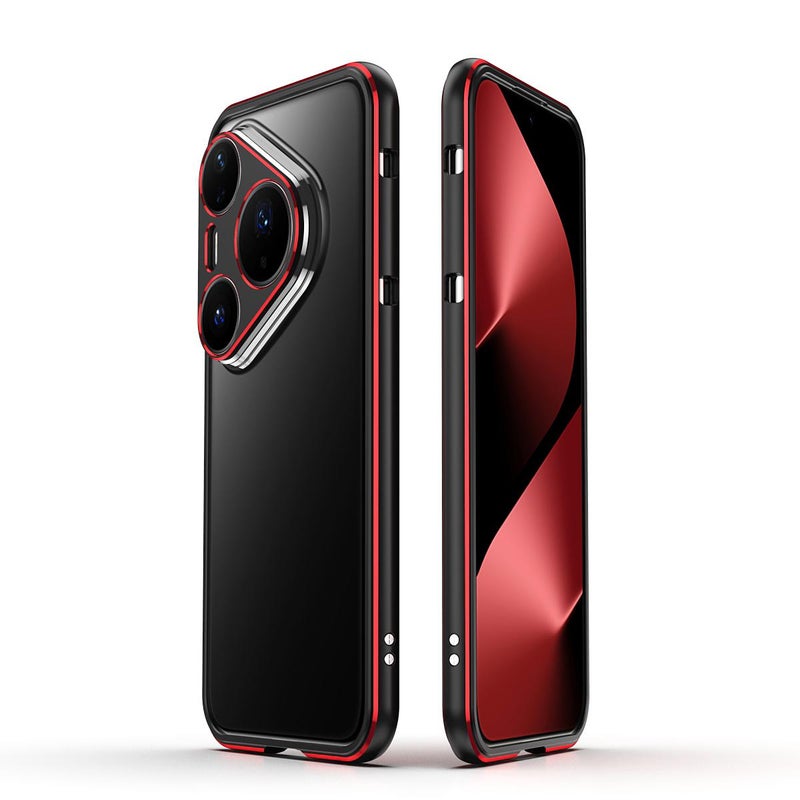 erorex For Huawei Pura 80 Pro 5G Aurora Series Lens Protector + Metal Frame Phone Case(Black Red) - Image 1
